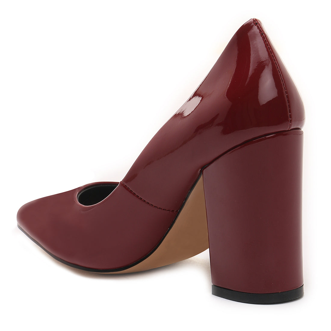 Block Heel Formal Pumps In Burgundy