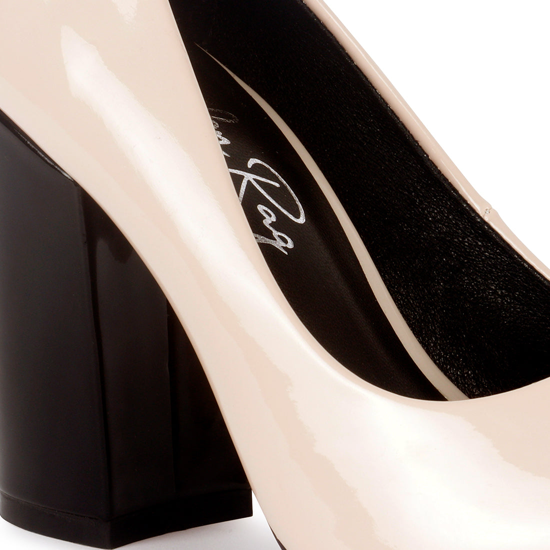 Block Heeled Formal Pumps - Nude