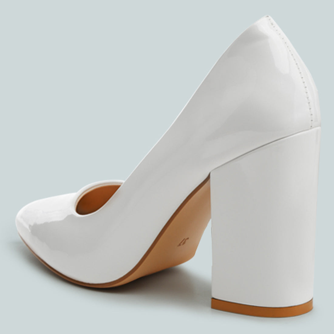 Block Heel Formal Pumps In White