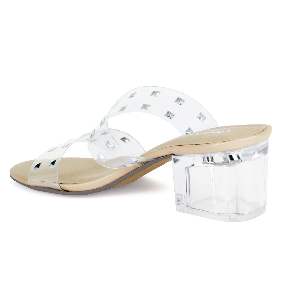 Tan Transparent Heel Stud Slip-On Sandal
