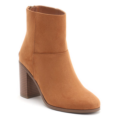 Block Heeled Ankle Boots In Tan