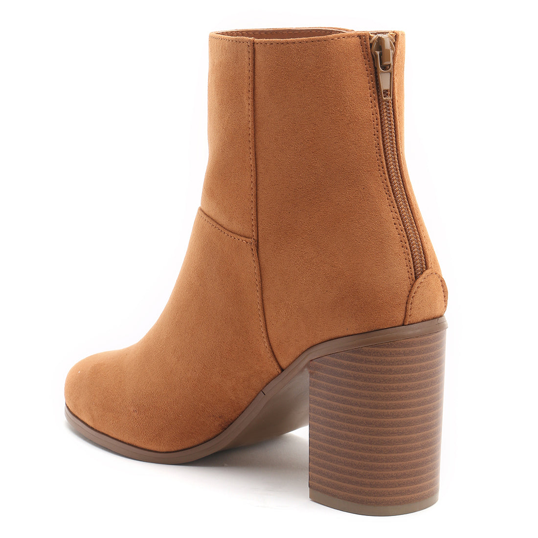 Block Heeled Ankle Boots In Tan