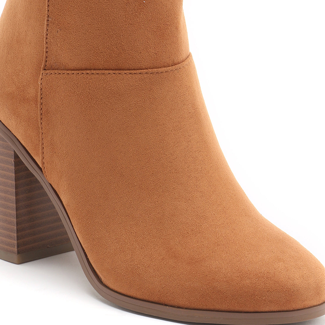 Block Heeled Ankle Boots In Tan