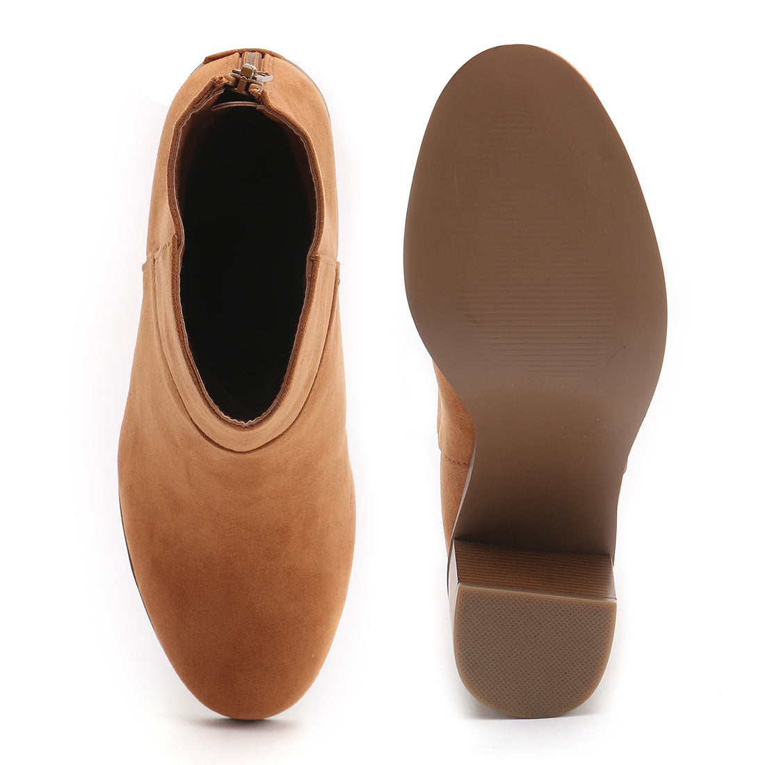 Block Heeled Ankle Boots In Tan