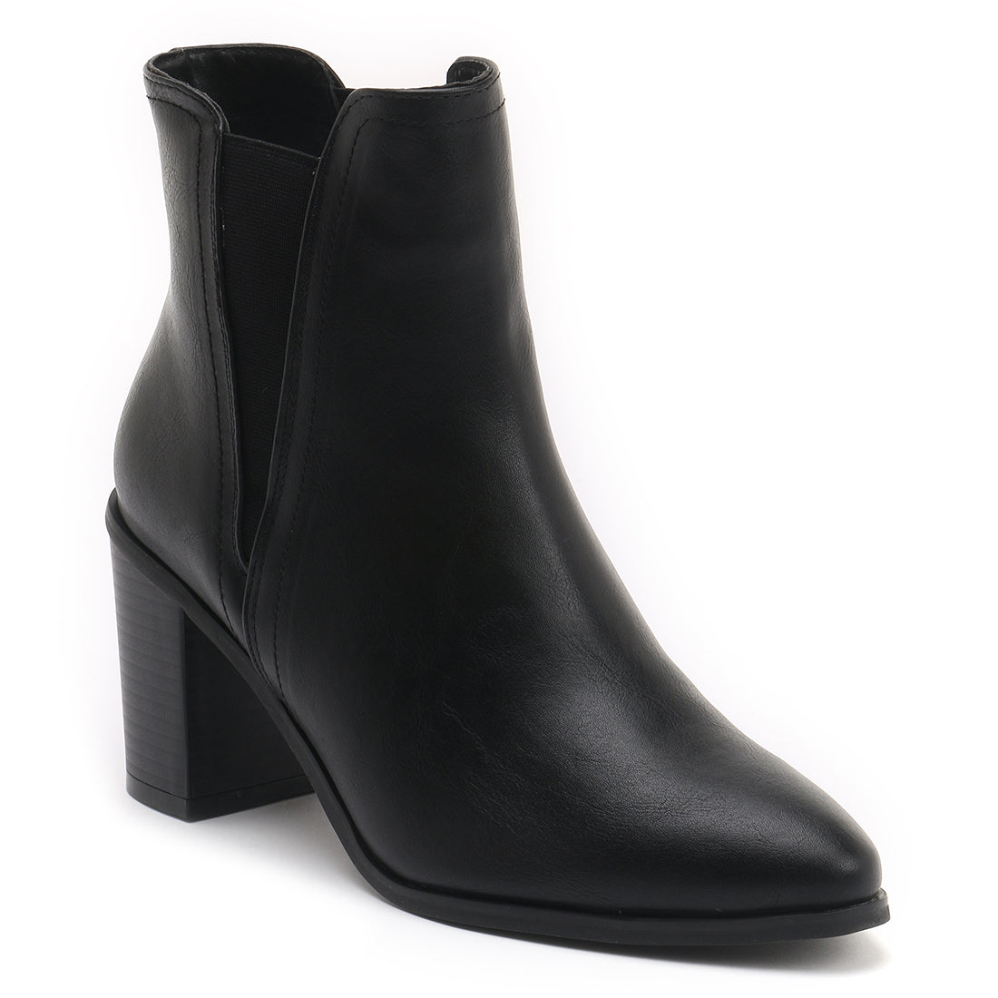 Block Heeled Chelsea Boots in Black