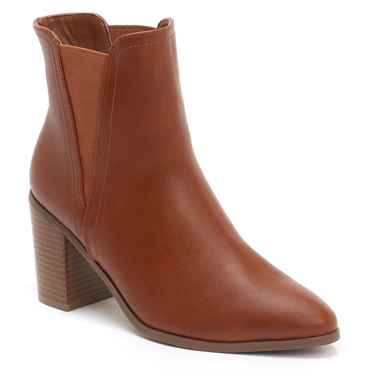 Block Heeled Chelsea Boots in Tan