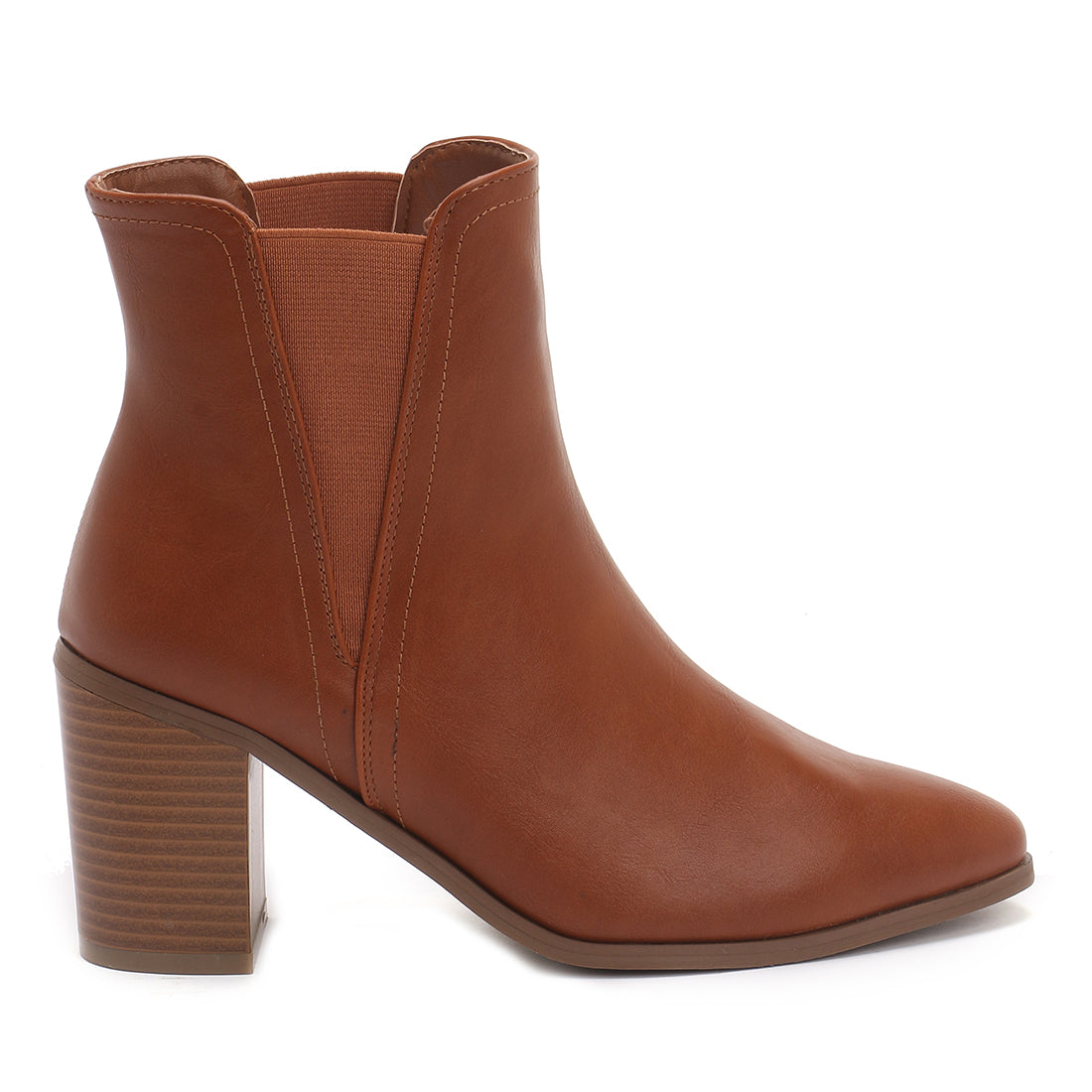 Block Heeled Chelsea Boots in Tan
