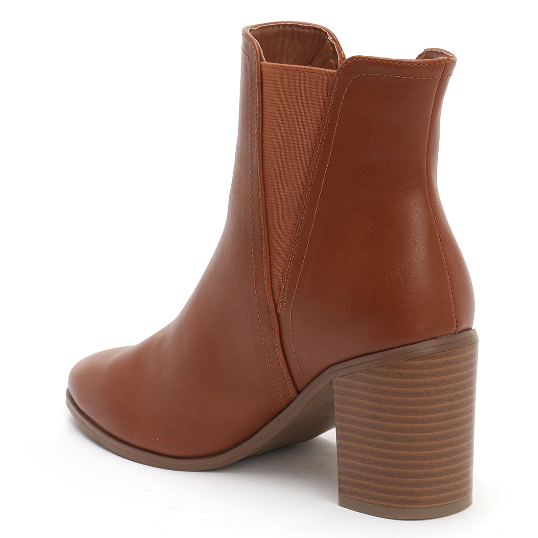 Block Heeled Chelsea Boots in Tan