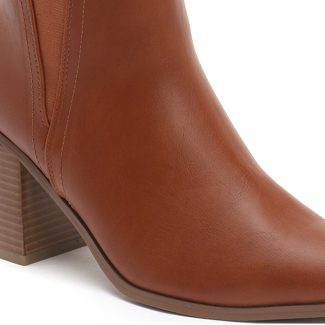 Block Heeled Chelsea Boots in Tan