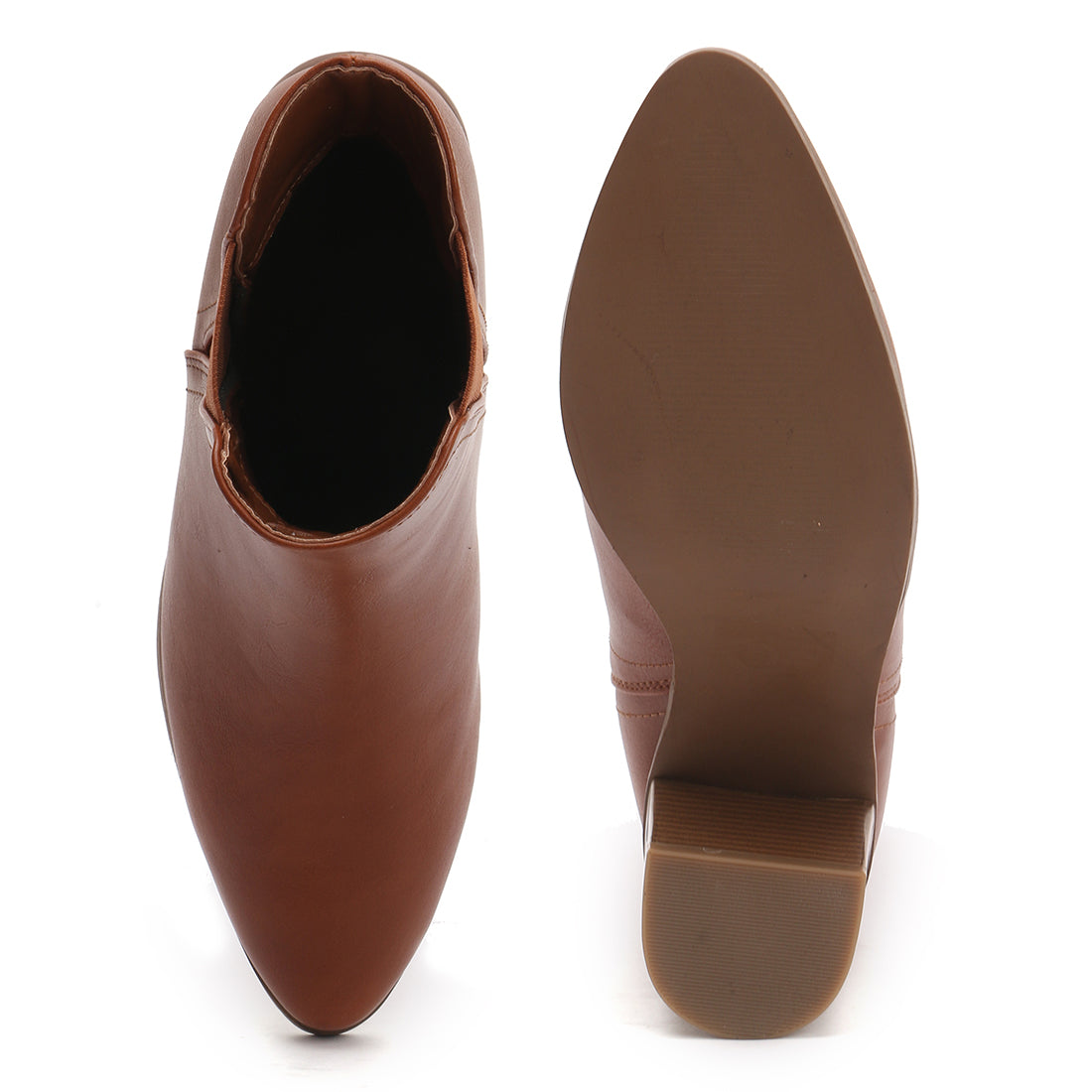 Block Heeled Chelsea Boots in Tan