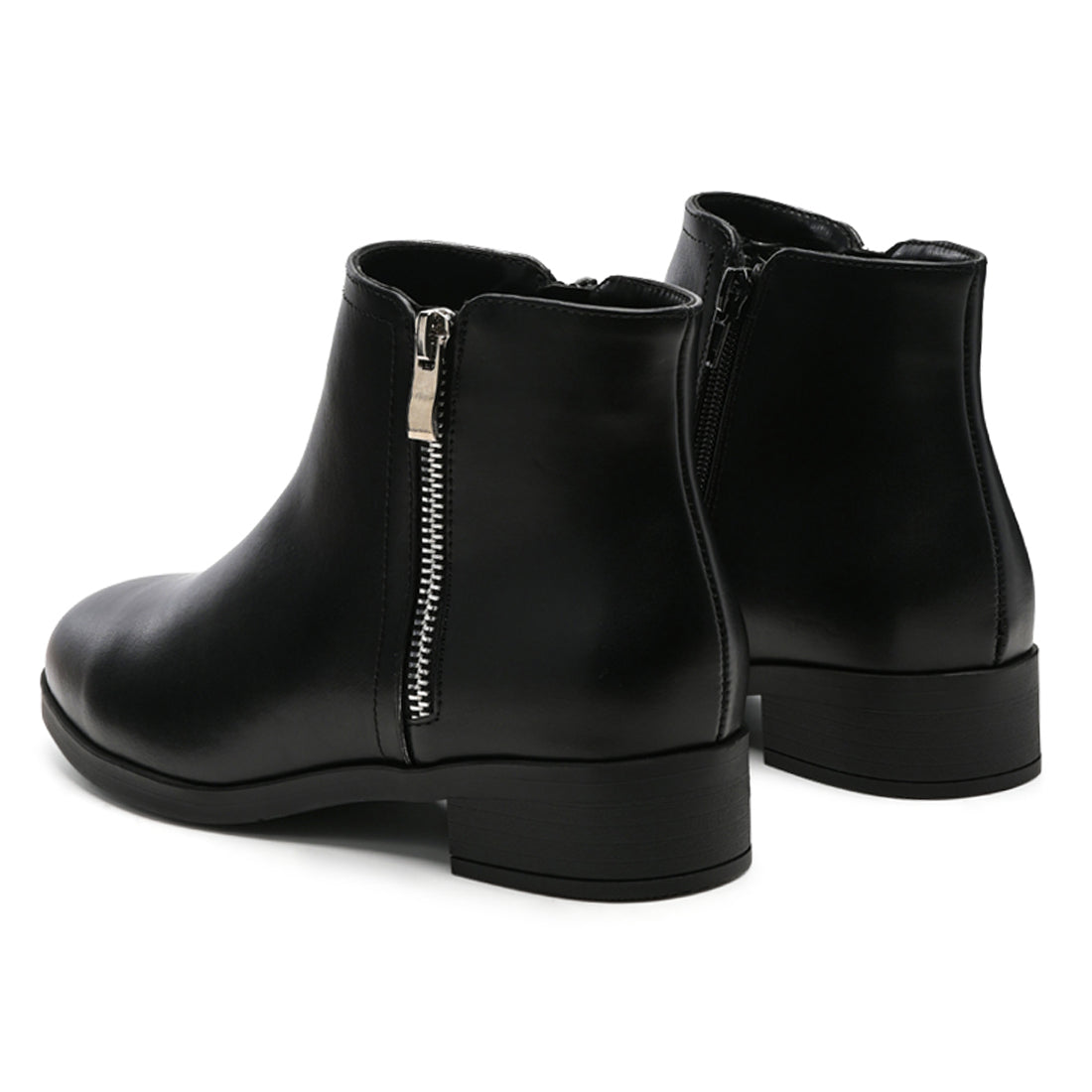 Leather Ankle Boot in Black - Black