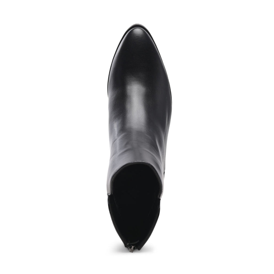 Block Heeled Faux Leather Ankle Boot in Black - Black