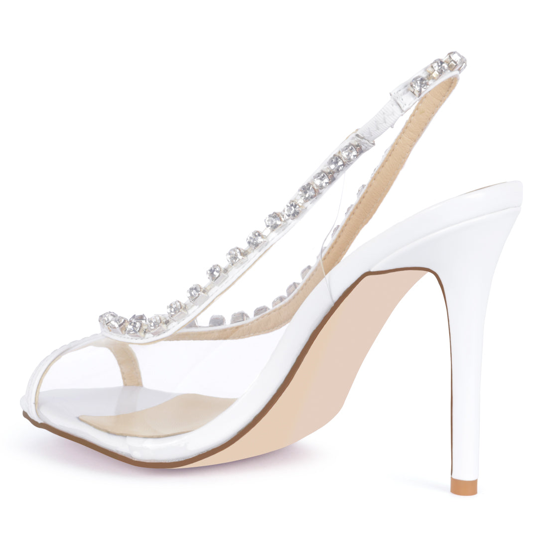 Stiletto Sling-back Sandals for Women - White
