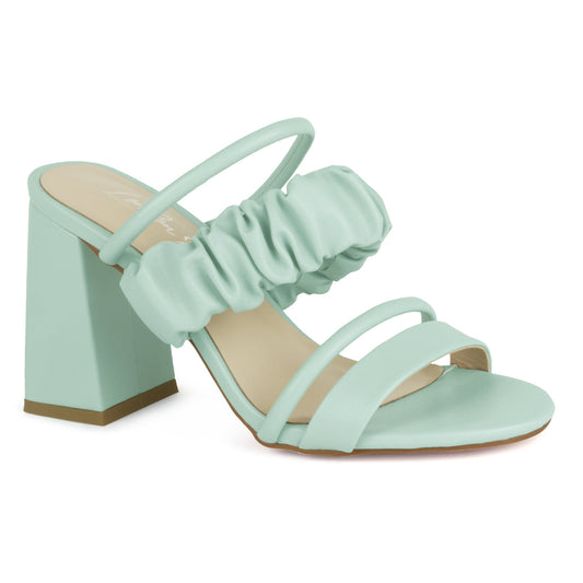 Slip-On Block Heel Sandals in Green - Green