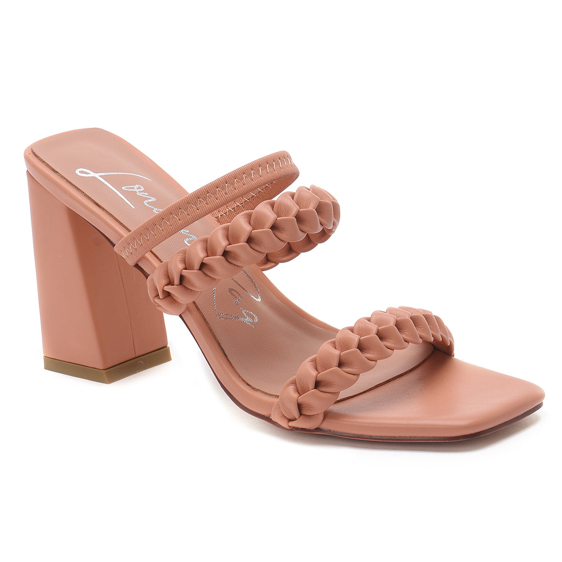 Woven Strap Casual Block Sandals in Coral