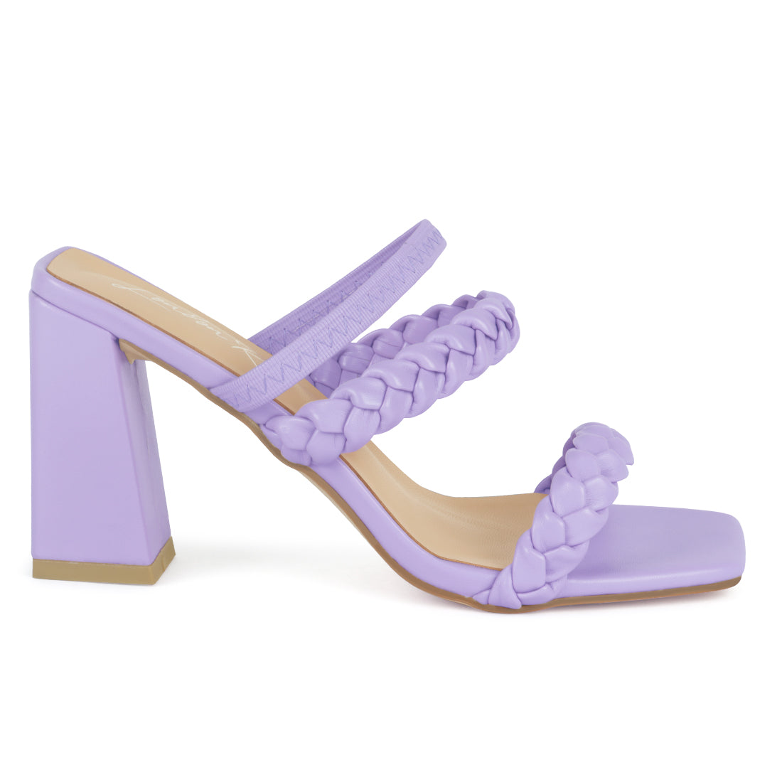 Woven Strap Casual Block Sandals - Purple