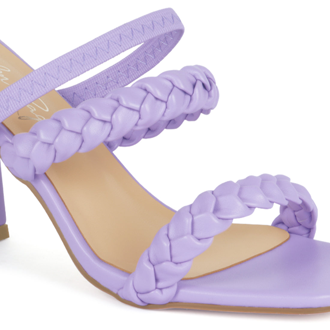 Woven Strap Casual Block Sandals - Purple
