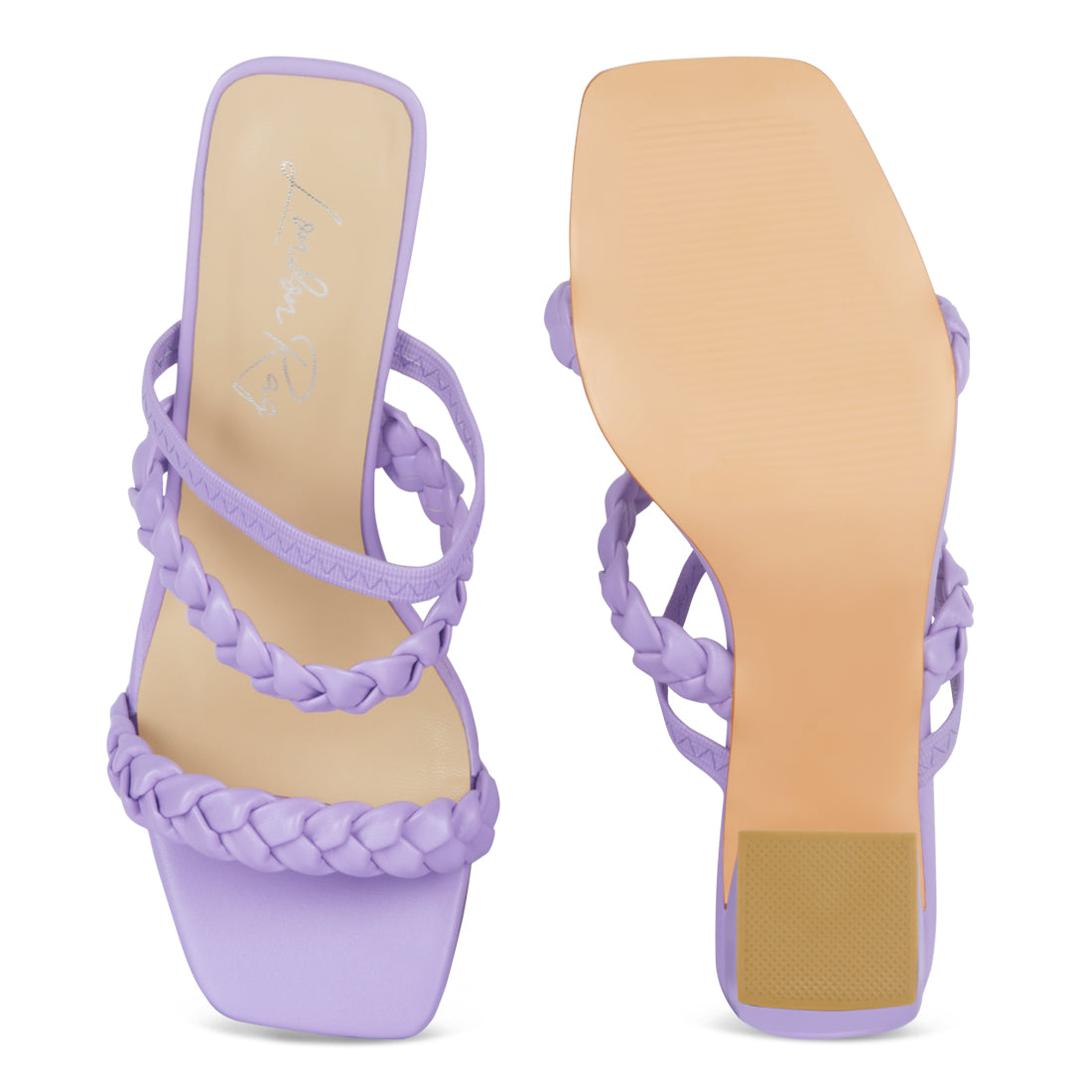 Woven Strap Casual Block Sandals - Purple