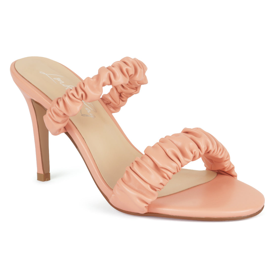 Gather Straps Slip-On Heeled Sandals