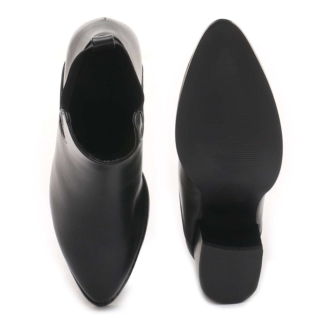 Block Heeled Chelsea Boots in Black