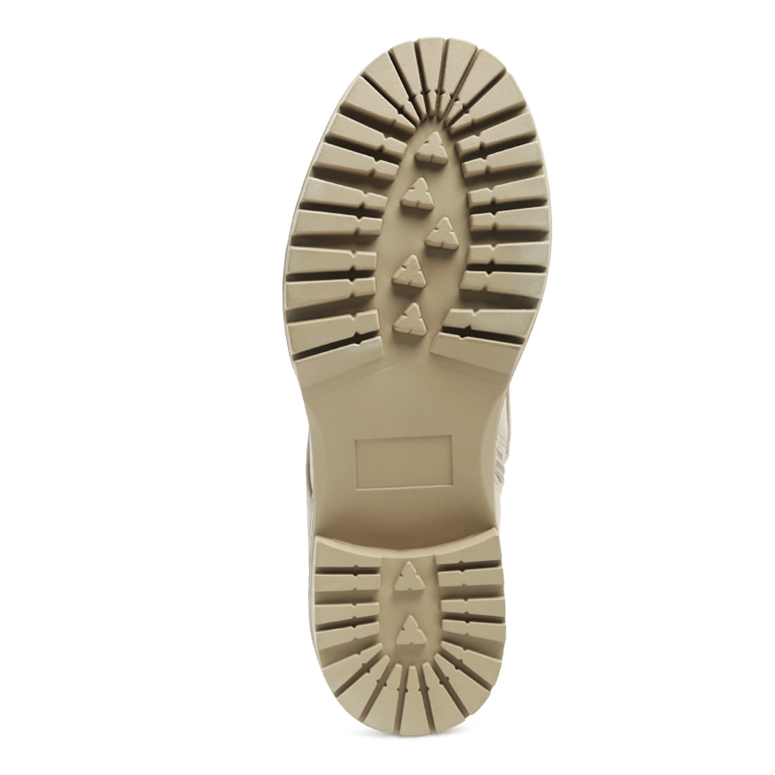 Beige Stud Lined Lace-Up Biker Boot - UK6