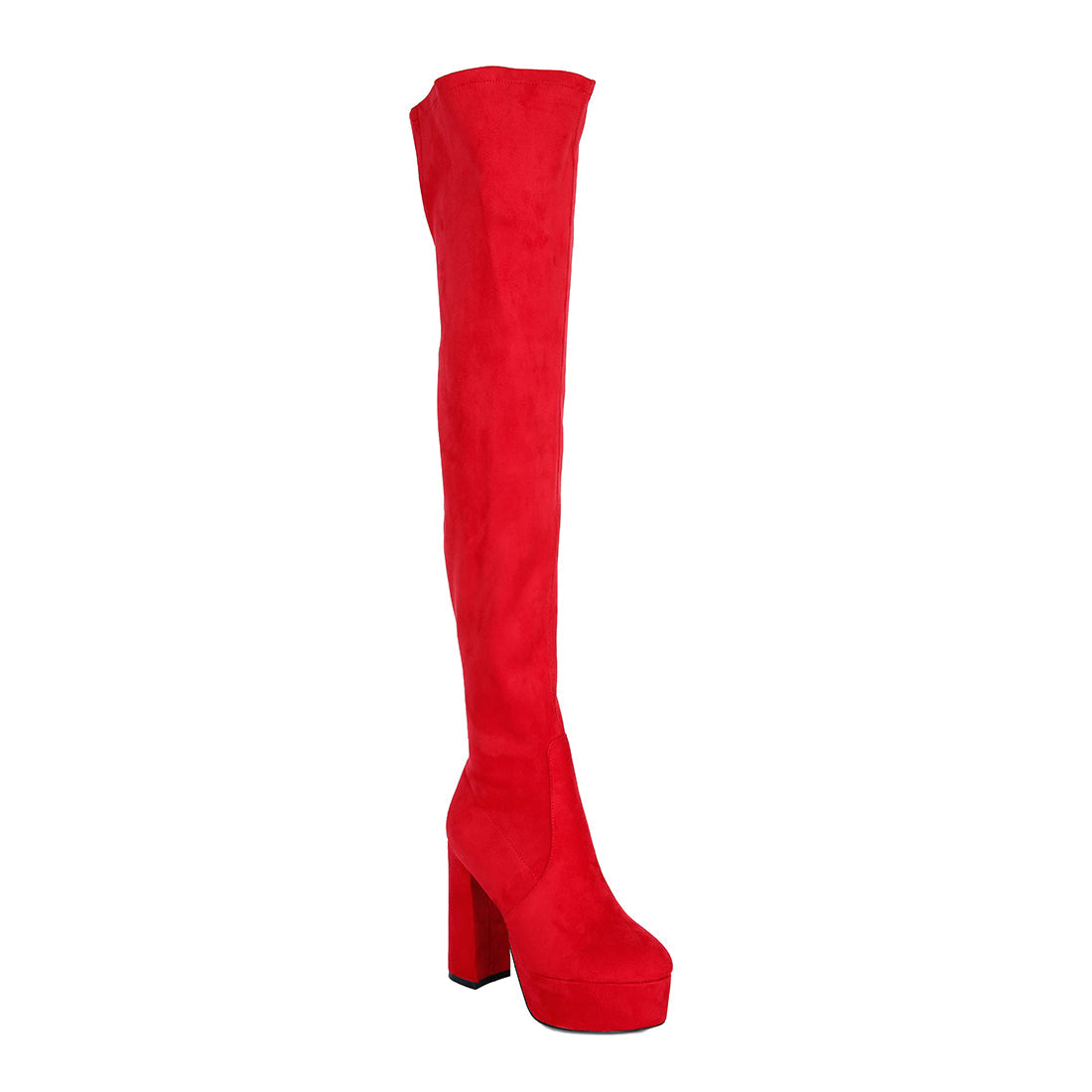 bubble high block heeled over the knee boots#color_red