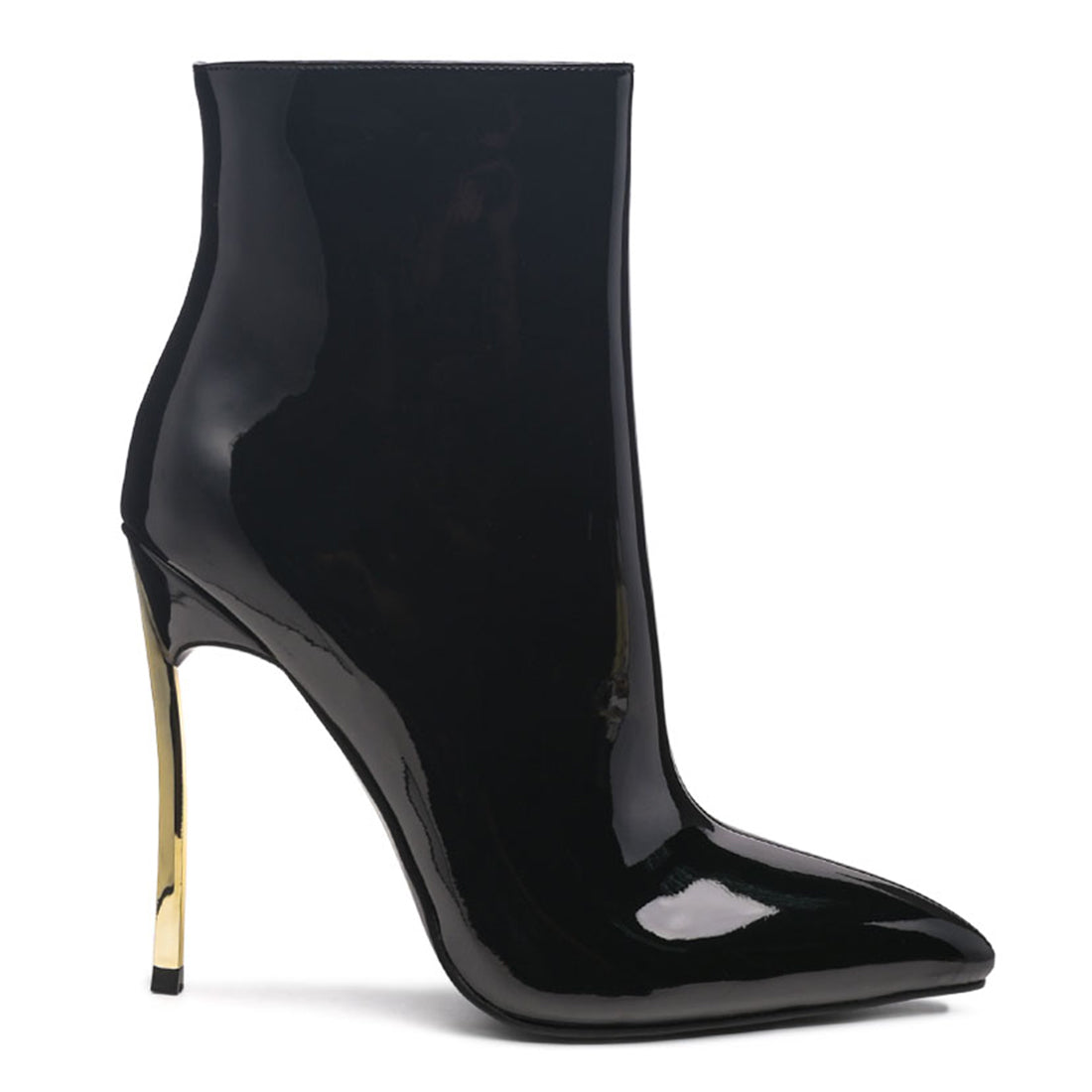 High Patent PU Stiletto Boot in Black - Black