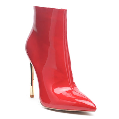 High Patent PU Stiletto Boots in Red
