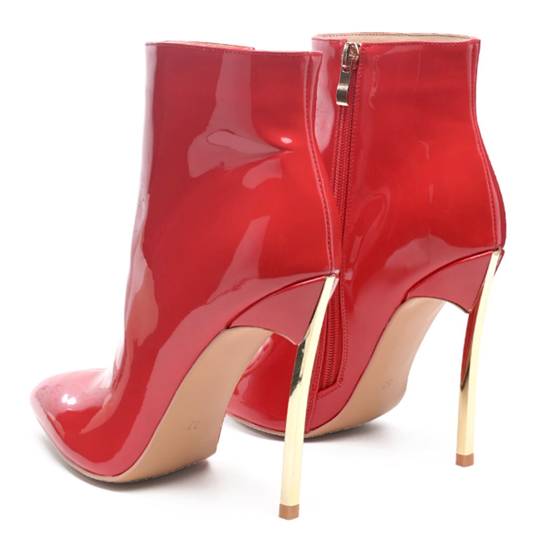 High Patent PU Stiletto Boot in Red - Red