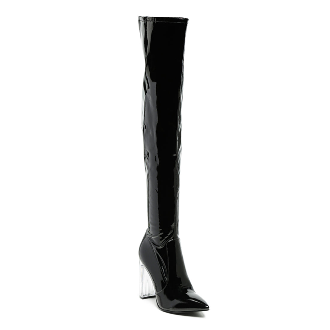 Thigh High Long Boots in Black - Black