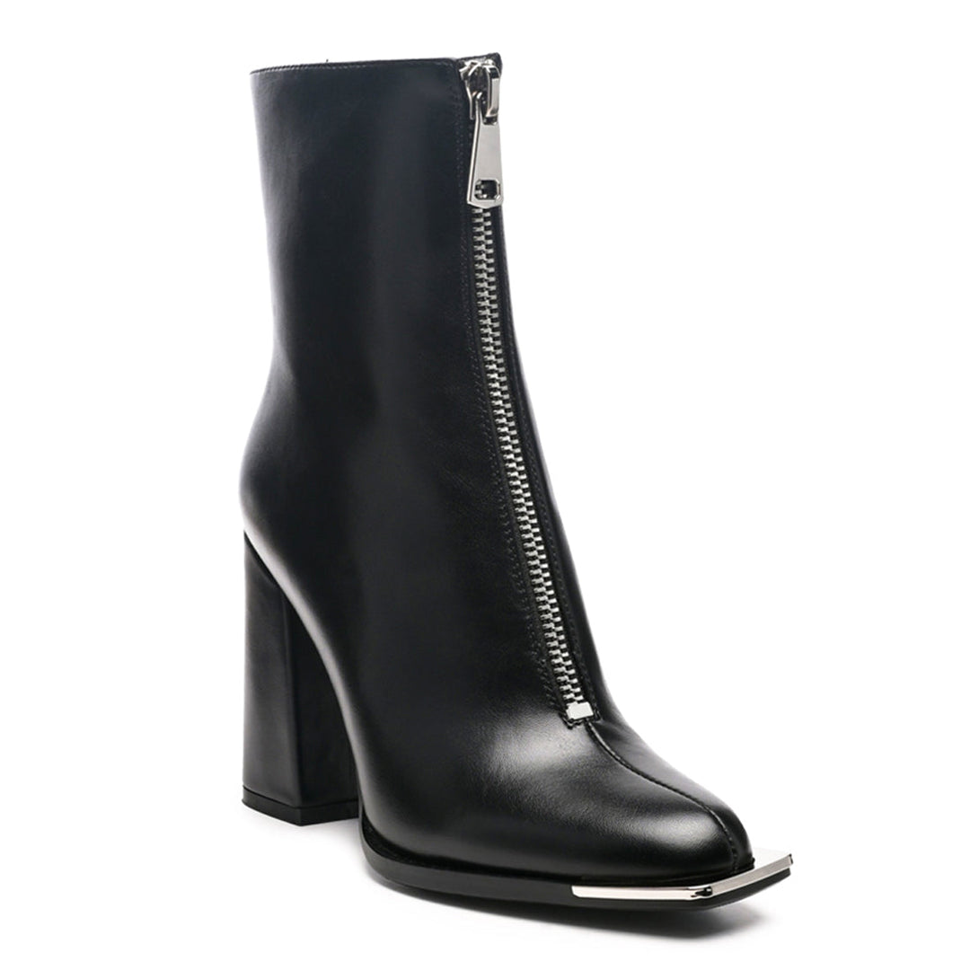 Square Toe Ankle Boot in Black - Black