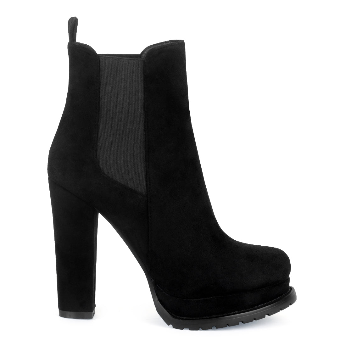 Block Heeled Boot in Black - Black