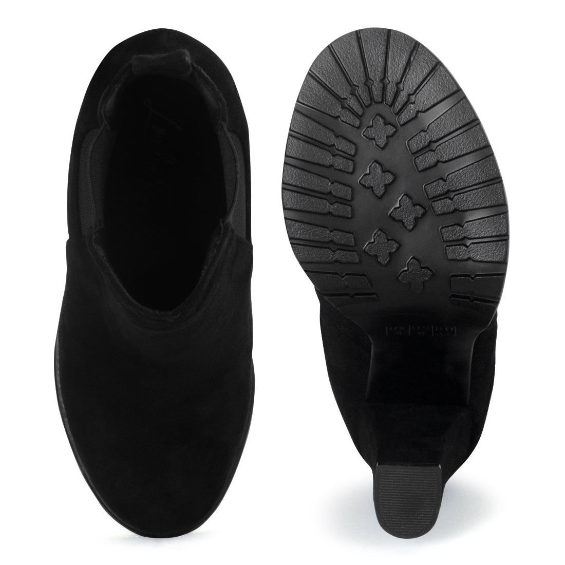 Block Heeled Boot in Black - Black