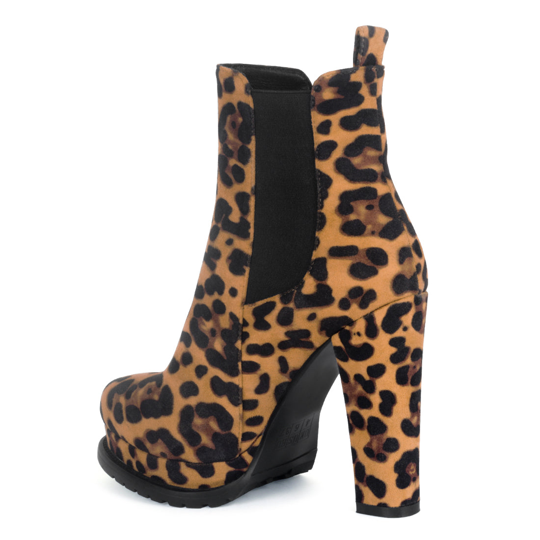 Block Heeled Boot in Leopard Print - Tan