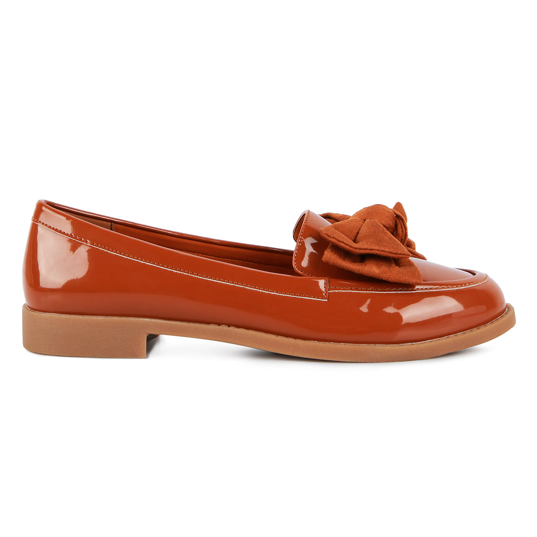Tan Bow berry Bow-Tie Patent Loafers