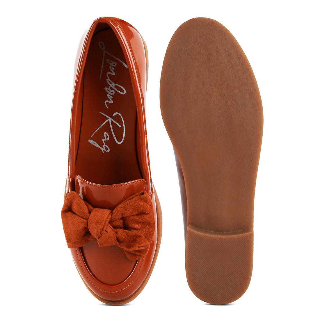 Tan Bow berry Bow-Tie Patent Loafers
