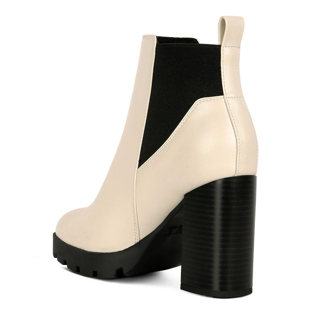 Beige Block Heeled Chelsea Boots