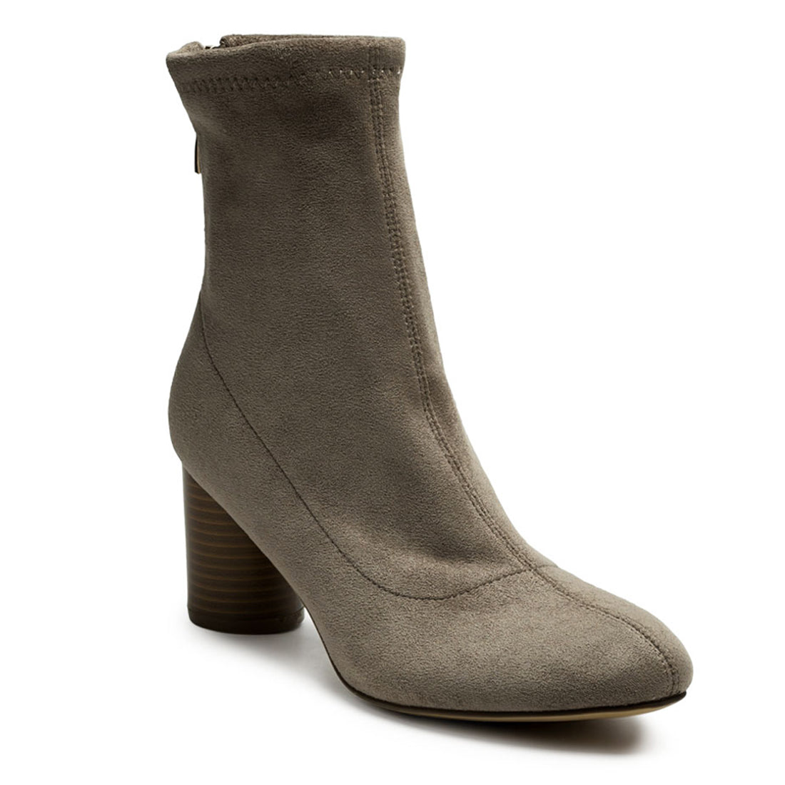 Micro Suede Warmer Ankle Boots In Taupe - UK3