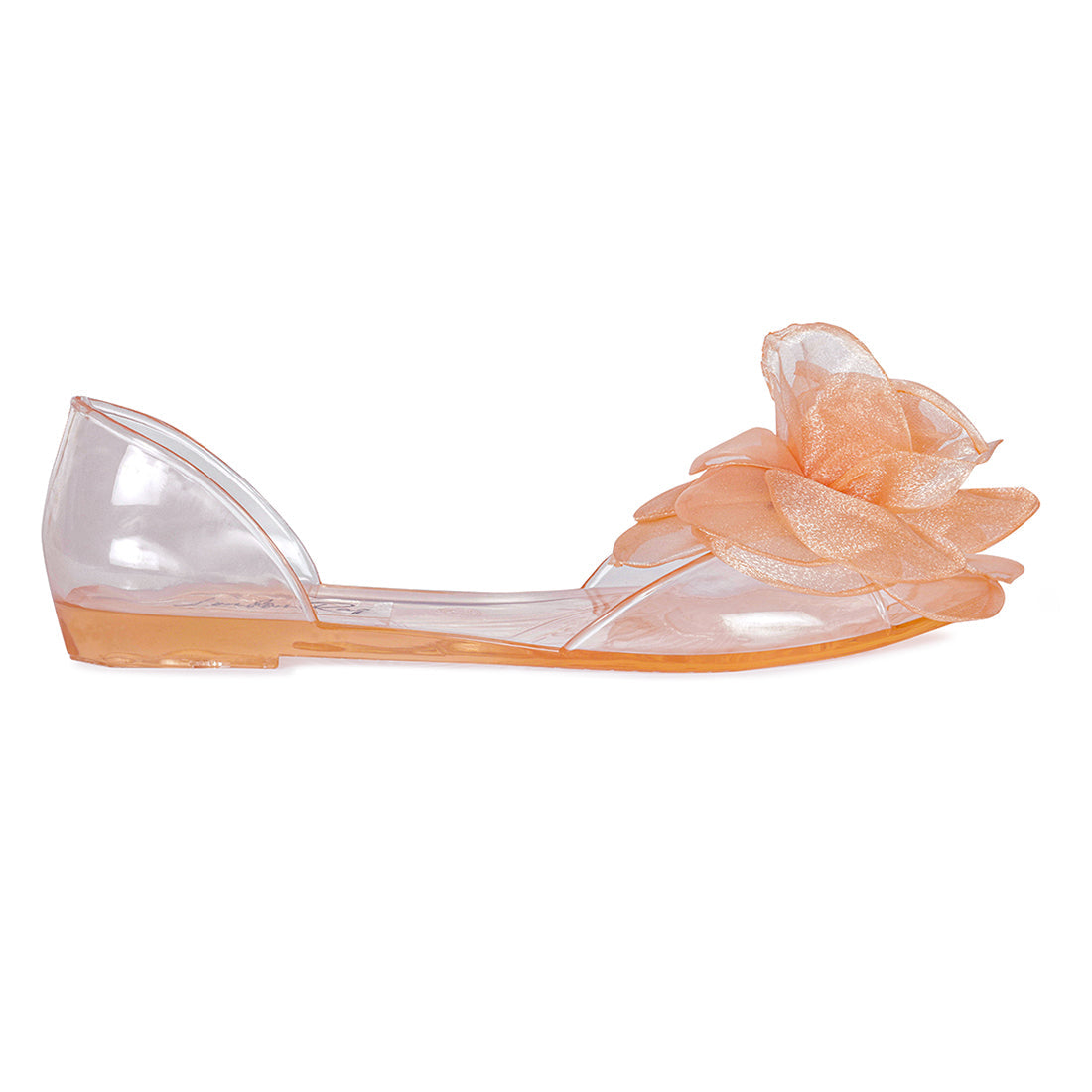 Clear Flower Jelly Flats in Coral - Coral