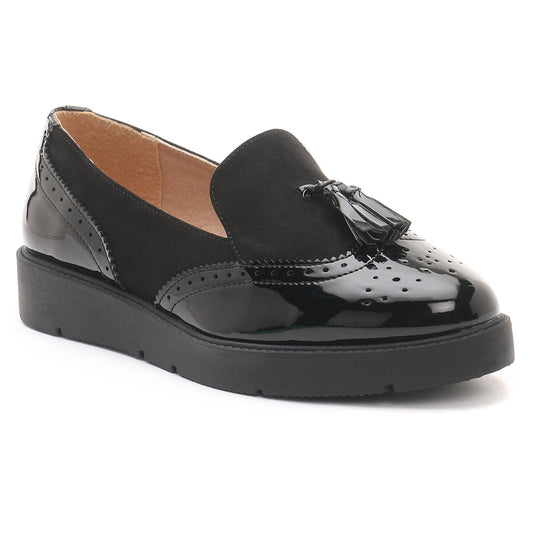Black Multi Panel Tassel Loafers