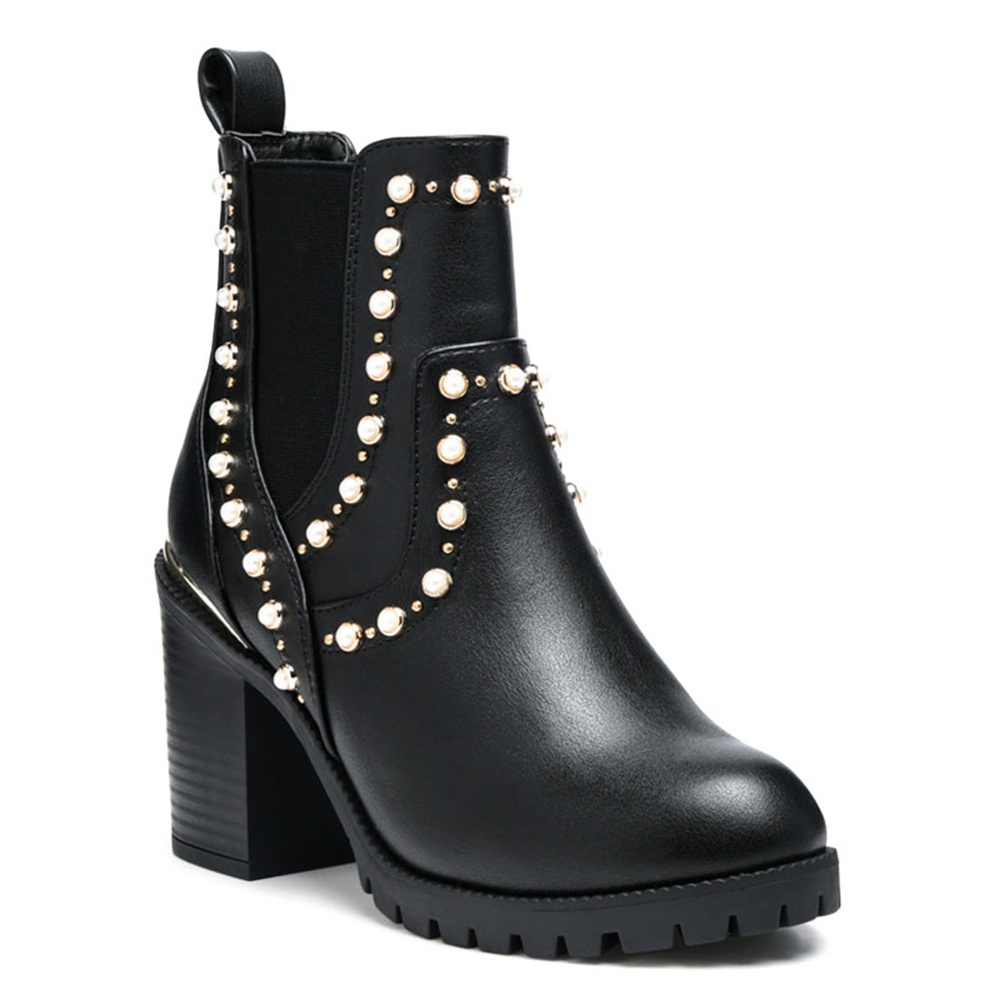 Black Pearl Studded Chelsea Boots