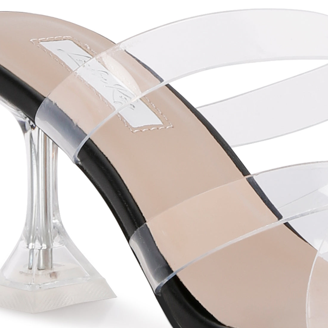 clear spool heeled sandal#color_black