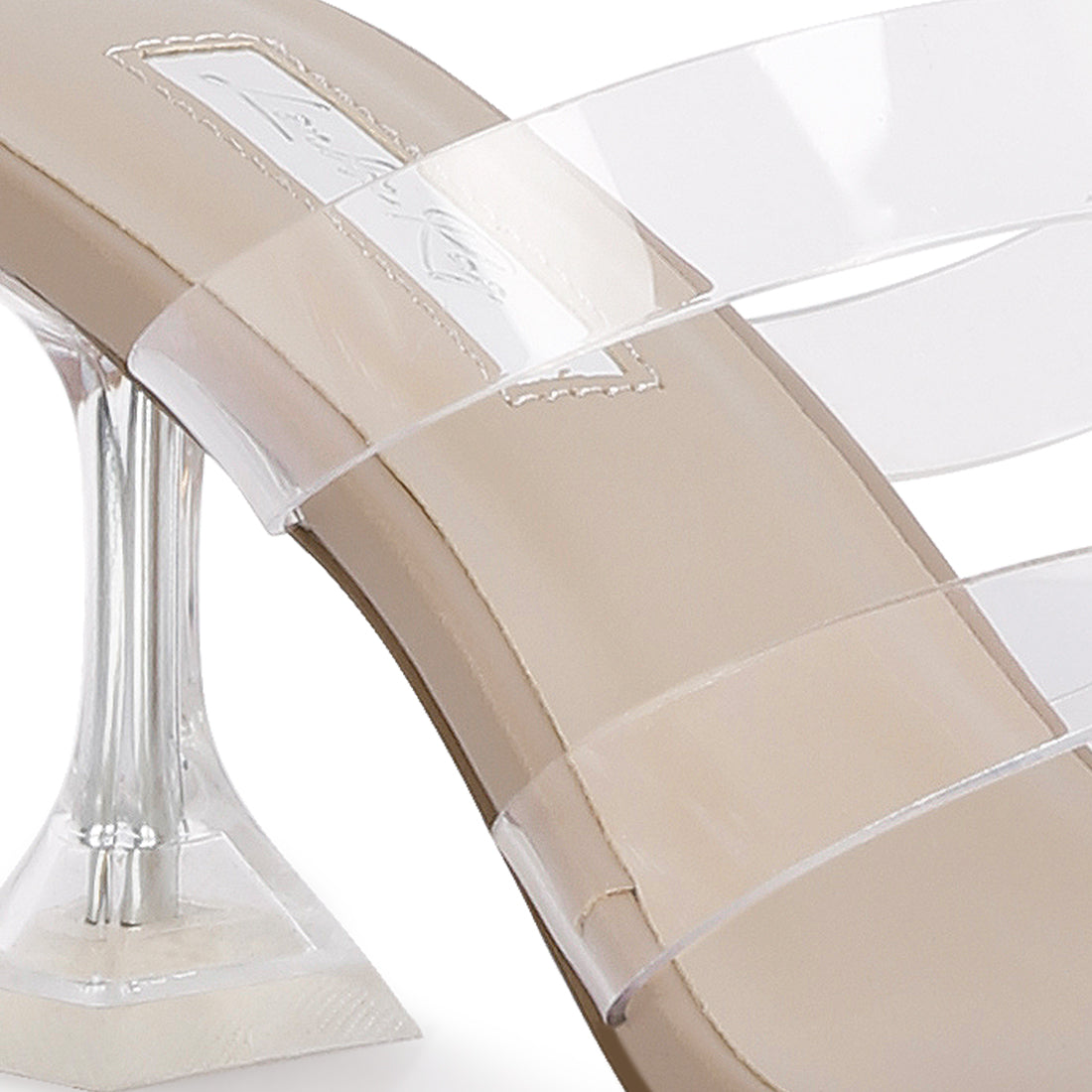 clear spool heeled sandal#color_camel