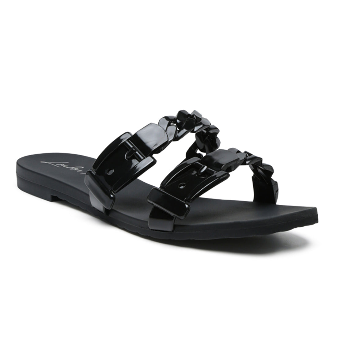 Pool Flat Flipflop Slides in Black - Black