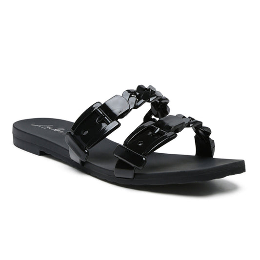 Pool Flat Flipflop Slides in Black - Black
