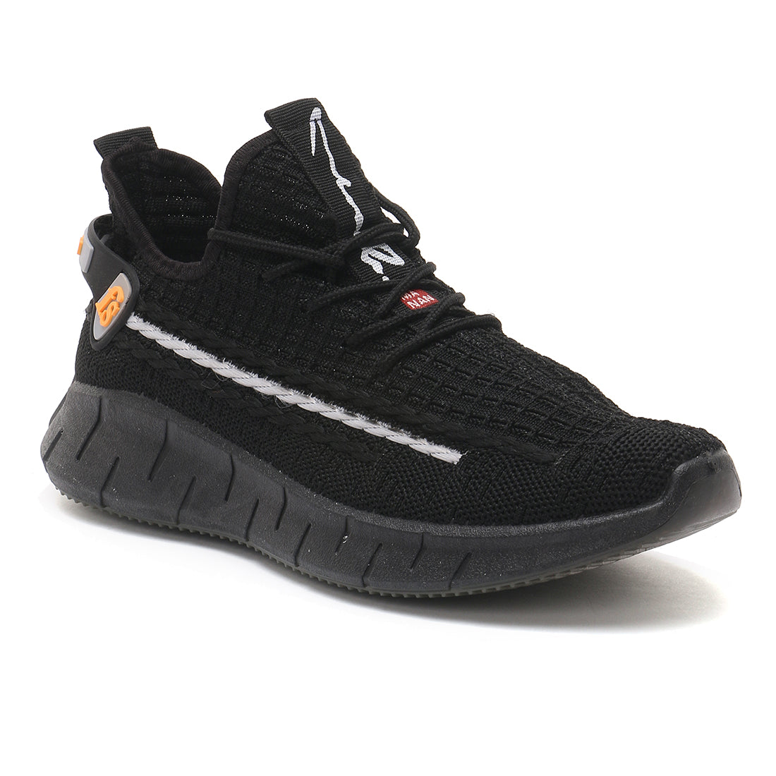 Men's Black Walking Knitted Sneakers