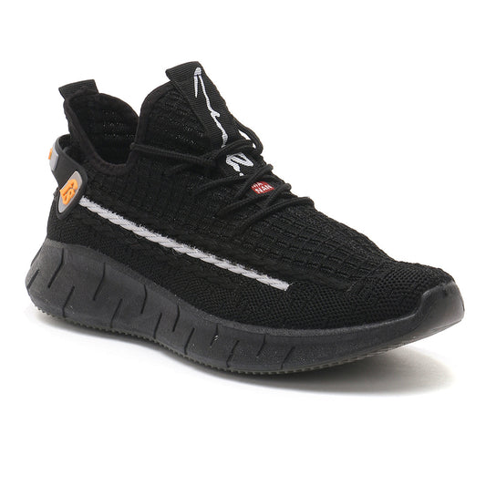 Men's Black Walking Knitted Sneakers