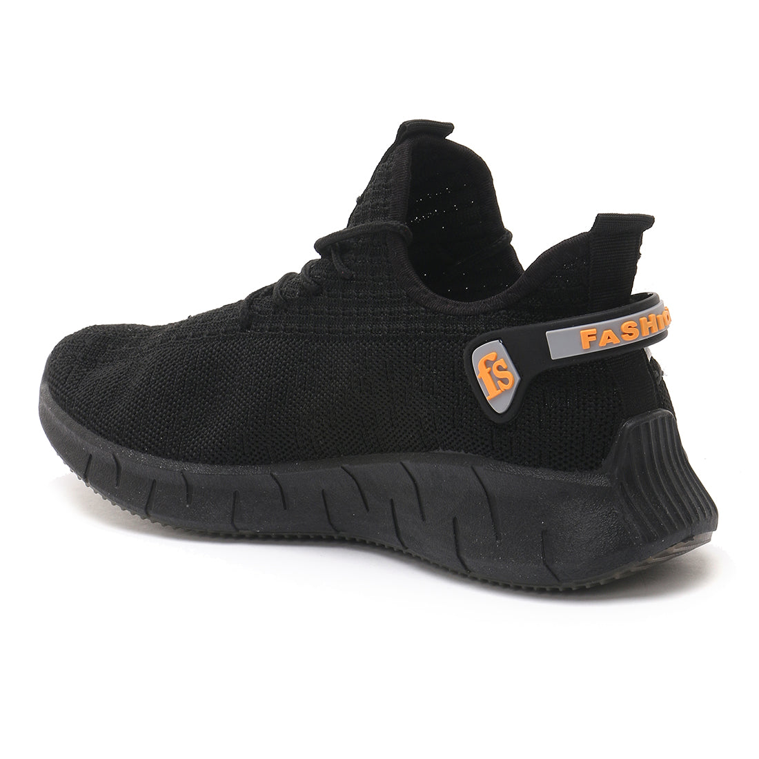 Men's Black Walking Knitted Sneakers