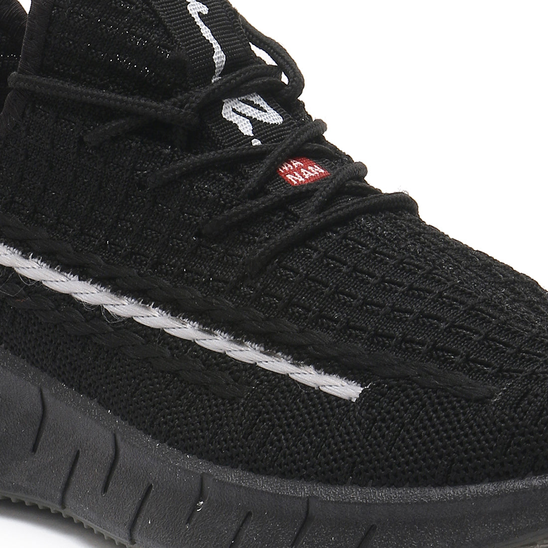 Men's Black Walking Knitted Sneakers