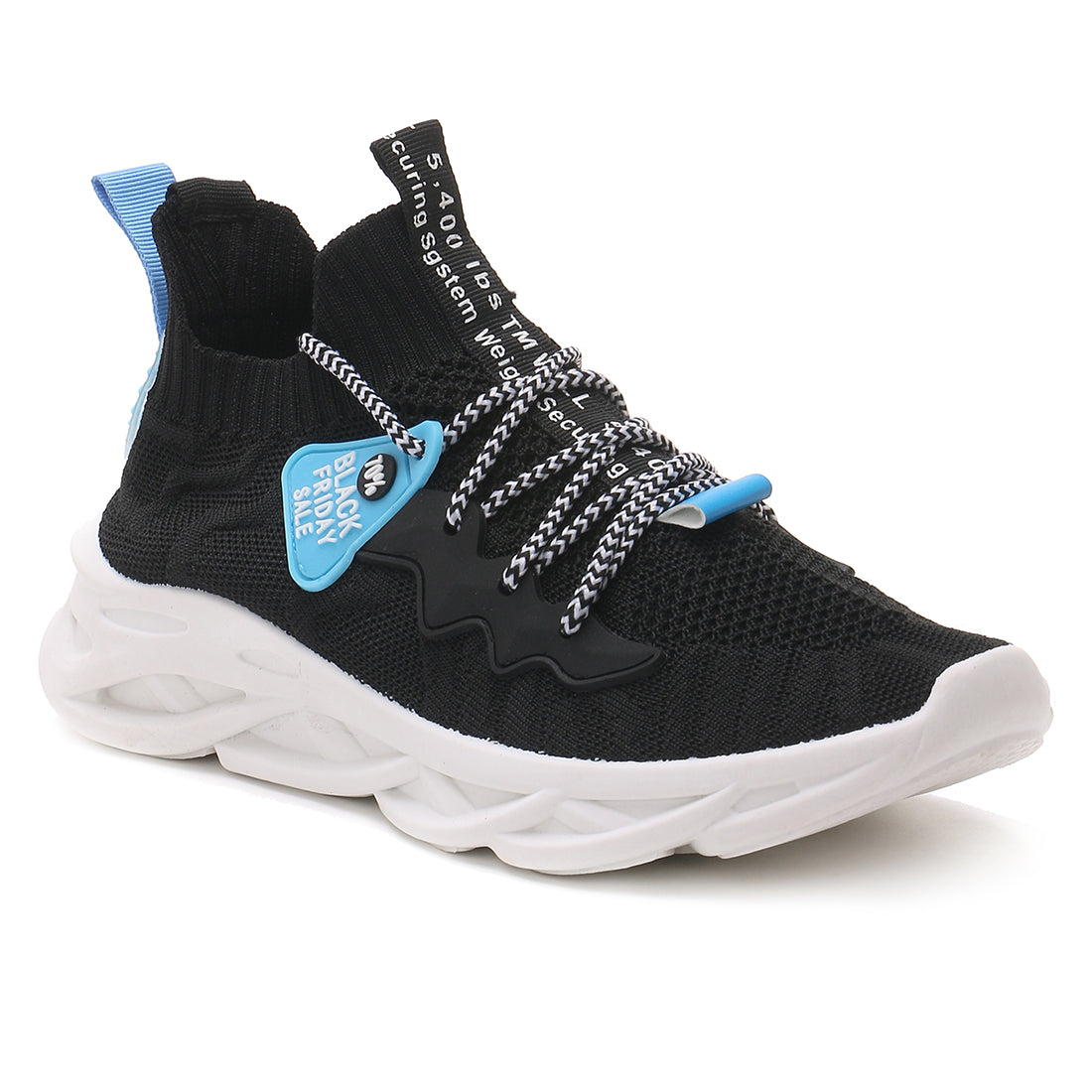 Black Running Streaks Sock Trainers